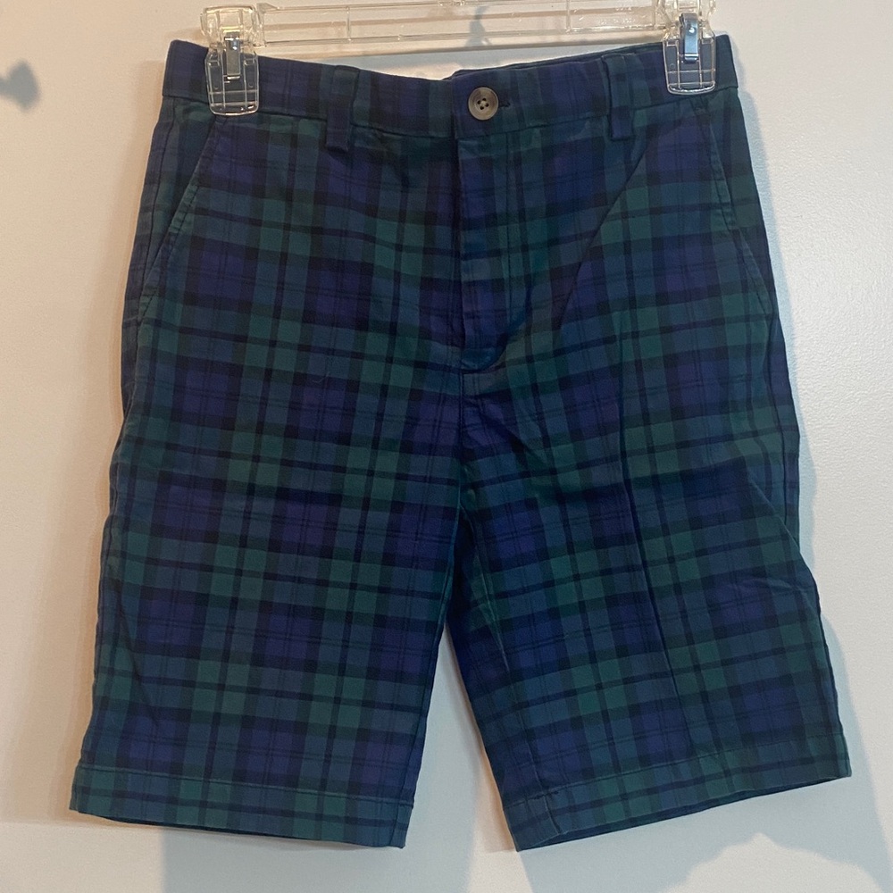 Vineyard Vines Blue and Green Plaid Shorts, boys size 14
